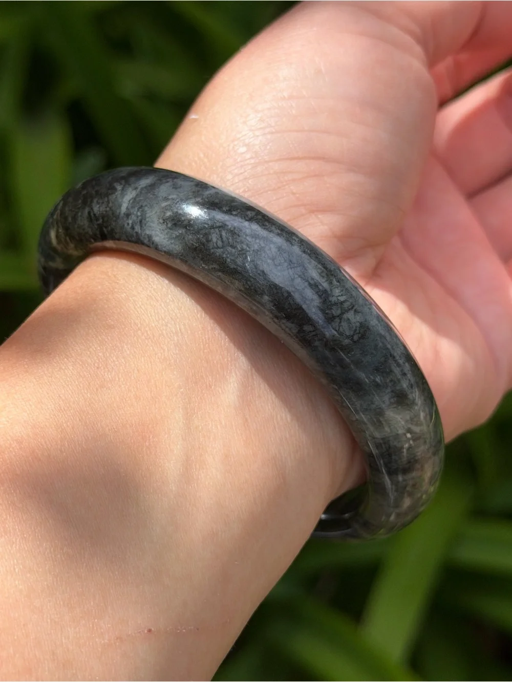 62.5mm inner diameter brown green xiuyu jade bangle 1734